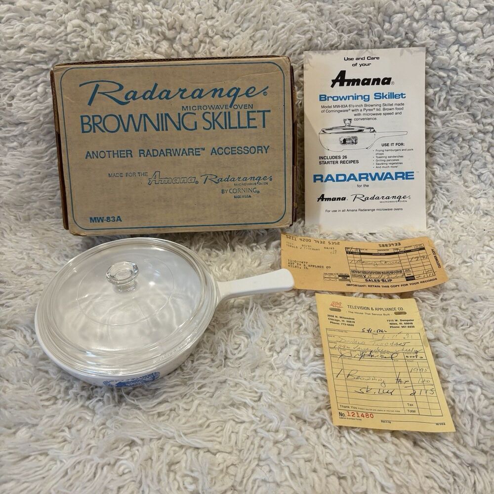 CORNING Vintage 10" Radarange Microwave Browning Skillet for Amana W/Box & Lid - Picture 1 of 6